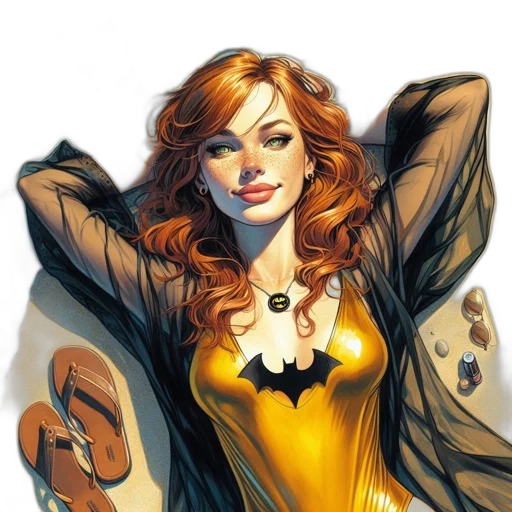 comic book art, concept art, fantasy art, cartoon, golden, woman, auburn, hair transparent PNG cut-out
