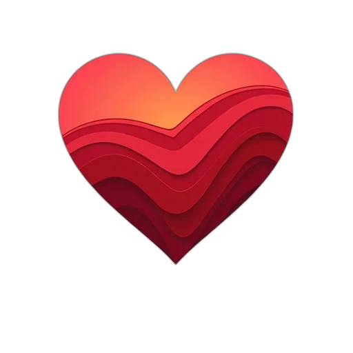 3d render, red, heart, wave, pattern, inside, centered, white transparent PNG cut-out