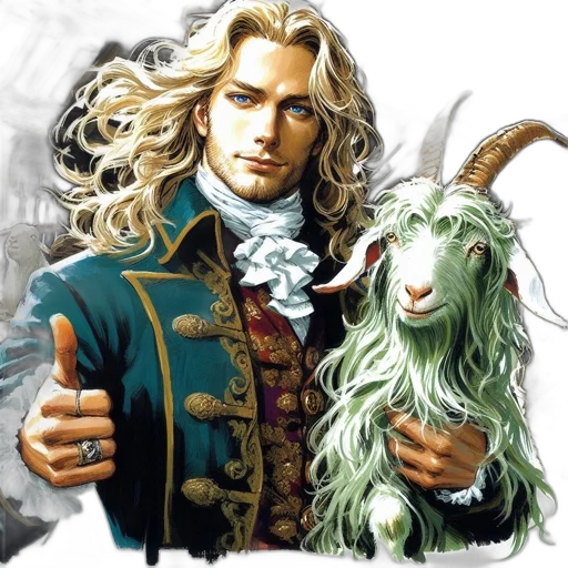 animal, fantasy art, photorealistic, concept art, man, blonde, hair, ornate transparent PNG cut-out