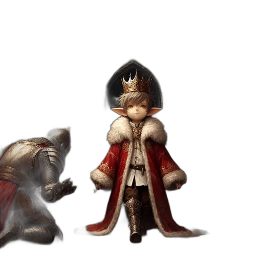 crown, staff, sword, concept art, fantasy art, 3d render, pixel art, red transparent PNG cut-out