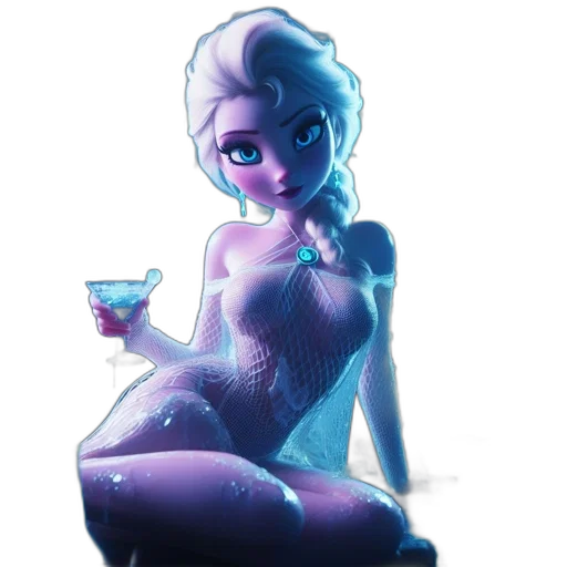 dress, robot, bottle, concept art, cartoon, comic book art, pixel art, underwater transparent PNG cut-out