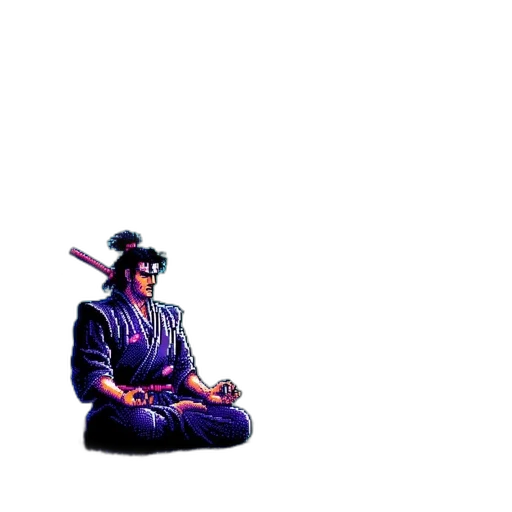 staff, robot, mask, sword, pixel art, vaporwave, 3d render, concept art transparent PNG cut-out
