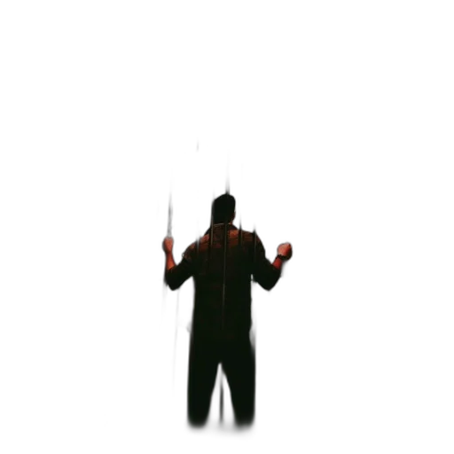 staff, jacket, umbrella, weapon, pixel art, concept art, 3d render, fog transparent PNG cut-out