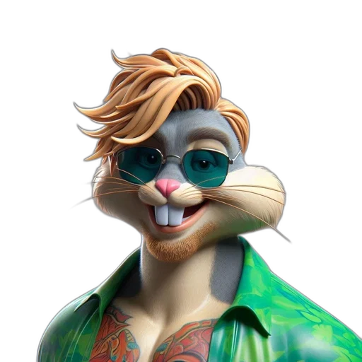 animal, jacket, mask, face, 3d render, concept art, photorealistic, cartoon transparent PNG cut-out