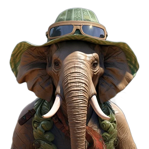 animal, hat, mask, staff, 3d render, photorealistic, concept art, fantasy art transparent PNG cut-out