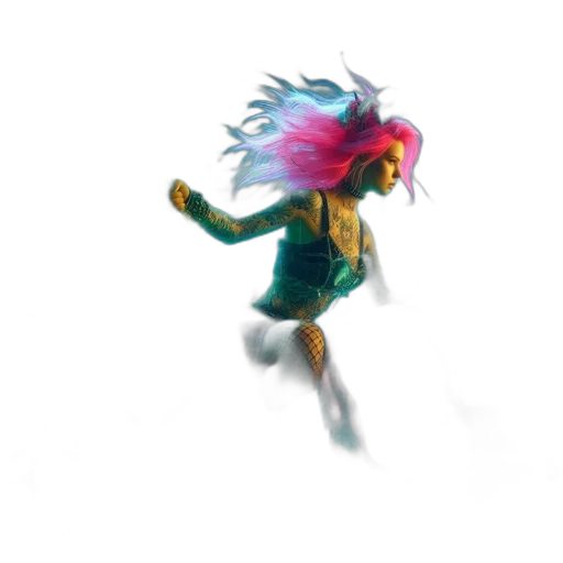 hair, creature, dragon, dress, concept art, 3d render, pixel art, watercolor transparent PNG cut-out