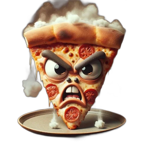 food, face, 3d render, concept art, photorealistic, comic book art, anthropomorphized, pizza transparent PNG cut-out