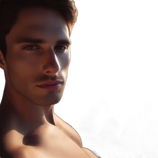 face, photorealistic, 3d render, fantasy art, concept art, neon lights, young, man transparent PNG cut-out