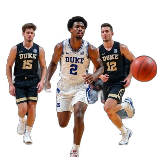 duke, university, basketball, team, looks, bounce, ball, while transparent PNG cut-out