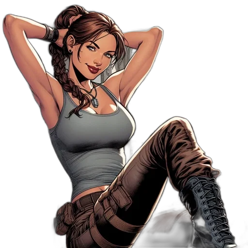 comic book art, concept art, cartoon, fantasy art, earth tones, woman, braided, hair transparent PNG cut-out