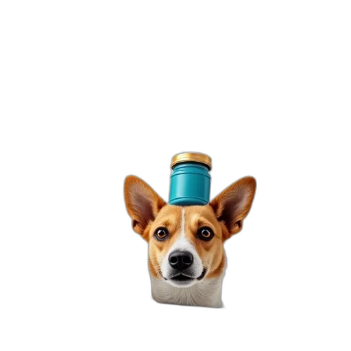 hat, bottle, animal, staff, 3d render, photorealistic, white, pillow transparent PNG cut-out