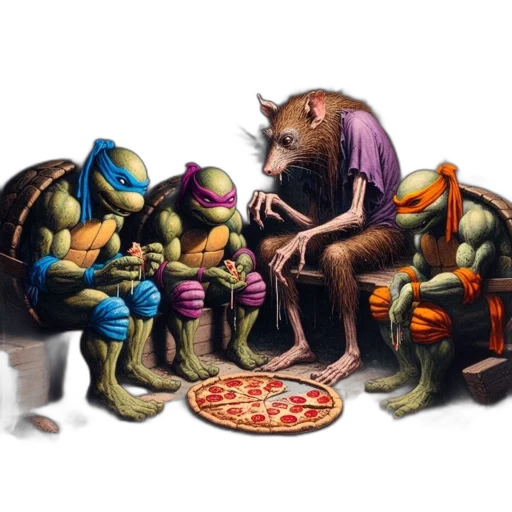 food, concept art, comic book art, fantasy art, pixel art, teenage, mutant, ninja transparent PNG cut-out