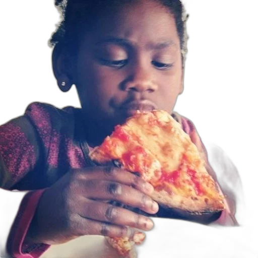 food, weapon, young, girl, pink, jacket, eats, slice transparent PNG cut-out