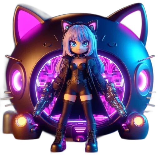 car, robot, cyberpunk, 3d render, concept art, fantasy art, neon lights, blue transparent PNG cut-out
