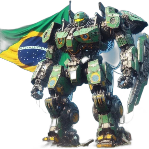 robot, weapon, concept art, 3d render, large, green, metallic, components transparent PNG cut-out