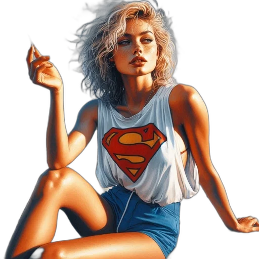 comic book art, photorealistic, fantasy art, oil painting, neon, woman, blonde, hair transparent PNG cut-out