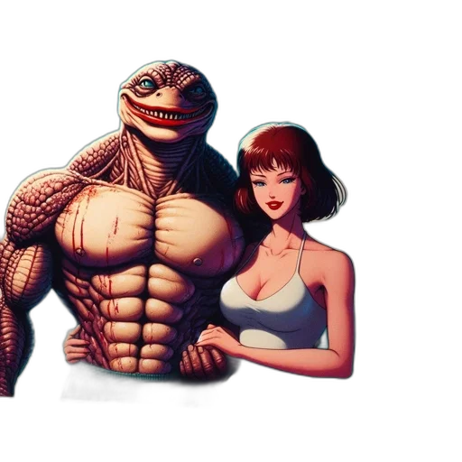 creature, animal, robot, dress, pixel art, concept art, comic book art, vaporwave transparent PNG cut-out