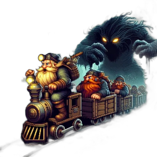 concept art, fantasy art, pixel art, comic book art, fog, cavern, vigilant, dwarf transparent PNG cut-out