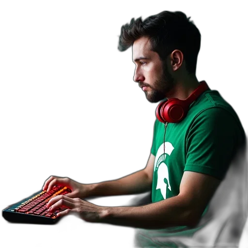 staff, pixel art, photorealistic, concept art, 3d render, green, person, sitting transparent PNG cut-out