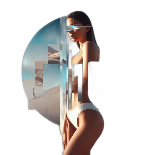robot, furniture, mask, dress, 3d render, concept art, photorealistic, cyberpunk transparent PNG cut-out