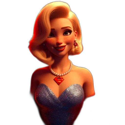 dress, jewelry, crown, face, 3d render, cartoon, concept art, photorealistic transparent PNG cut-out