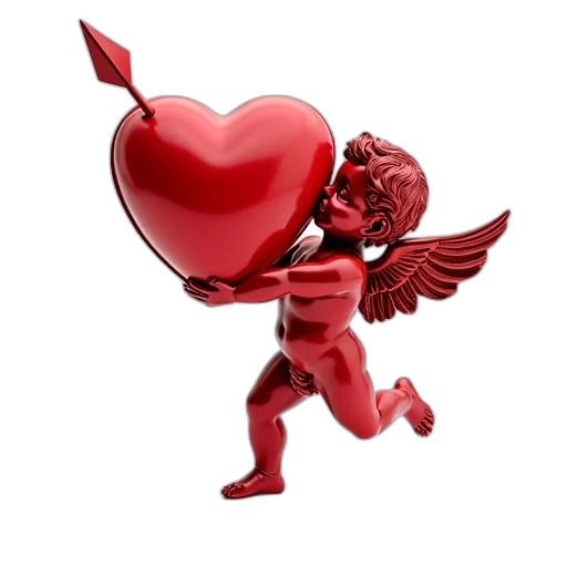 jewelry, robot, 3d render, concept art, photorealistic, cartoon, red, heart transparent PNG cut-out