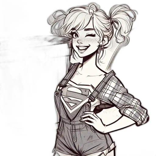 dress, comic book art, concept art, cartoon, pencil sketch, young, woman, checkered transparent PNG cut-out