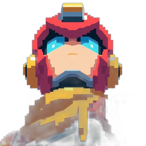 robot, weapon, face, mask, pixel art, concept art, 3d render, anime transparent PNG cut-out