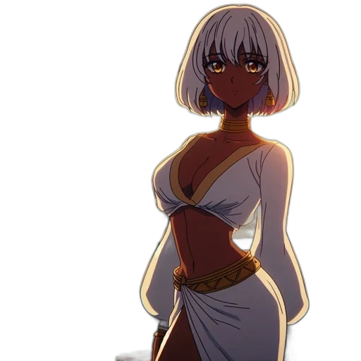 dress, staff, mask, sword, anime, concept art, fantasy art, comic book art transparent PNG cut-out