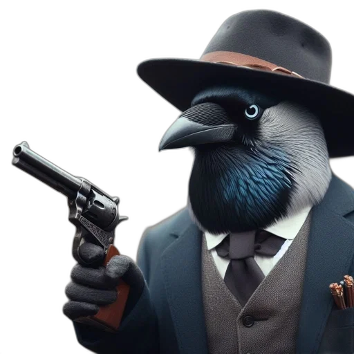 animal, hat, mask, weapon, concept art, photorealistic, cartoon, 3d render transparent PNG cut-out