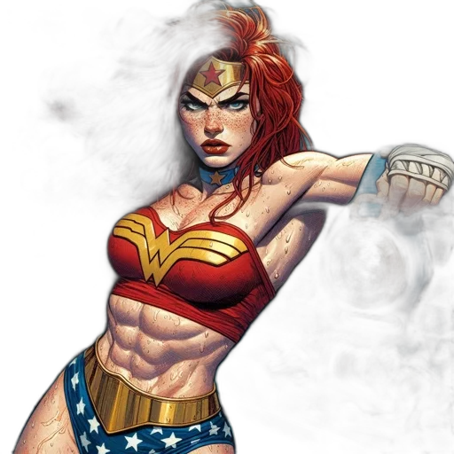comic book art, concept art, fantasy art, cartoon, boxing, ring, strong, woman transparent PNG cut-out