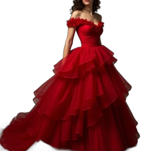 dress, photorealistic, concept art, red transparent PNG cut-out