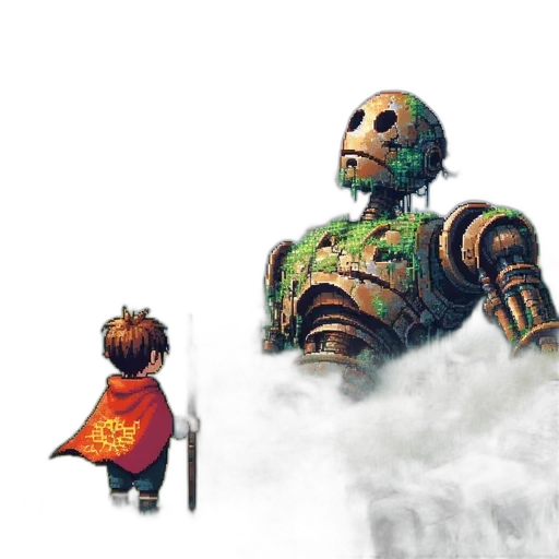 robot, concept art, fantasy art, 3d render, pixel art, pixel, art, scene transparent PNG cut-out