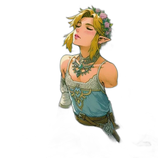 dress, jewelry, staff, crown, concept art, fantasy art, pixel art, watercolor transparent PNG cut-out