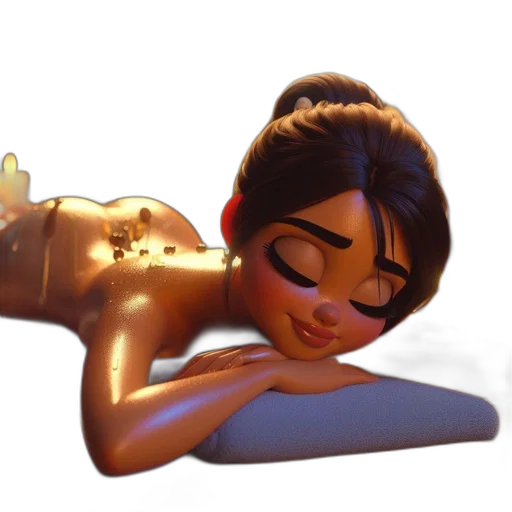 jewelry, concept art, 3d render, golden, animated, woman, reclines, massage transparent PNG cut-out