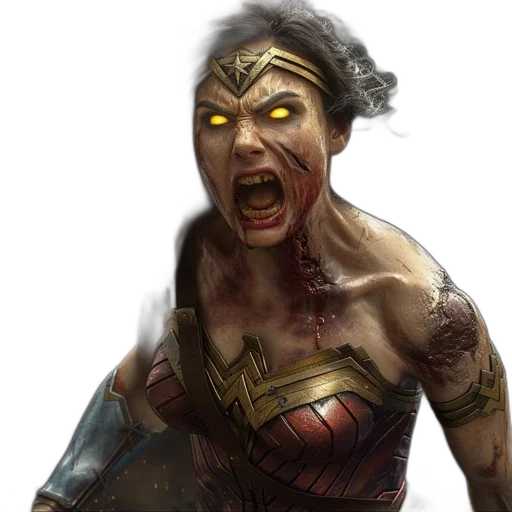 face, concept art, fantasy art, comic book art, photorealistic, stylized, wonder, woman transparent PNG cut-out