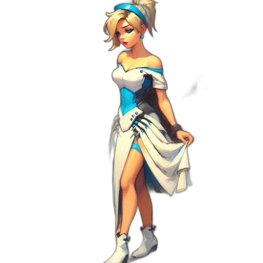 dress, staff, concept art, pixel art, 3d render, fantasy art, blue, monochrome transparent PNG cut-out