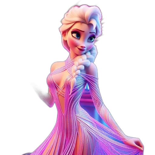 dress, 3d render, concept art, cartoon, fantasy art, snow, pastel, animated transparent PNG cut-out
