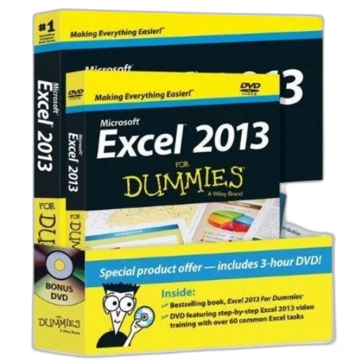 book, cover, microsoft, excel, 2013, dummies, yellow, blue transparent PNG cut-out