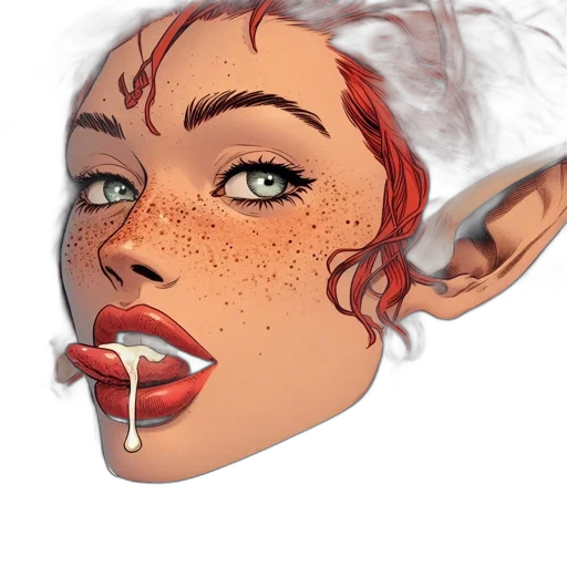 face, mask, concept art, fantasy art, photorealistic, comic book art, red, golden transparent PNG cut-out