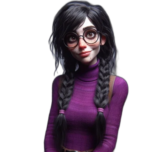 staff, dress, face, hair, cartoon, concept art, 3d render, fantasy art transparent PNG cut-out