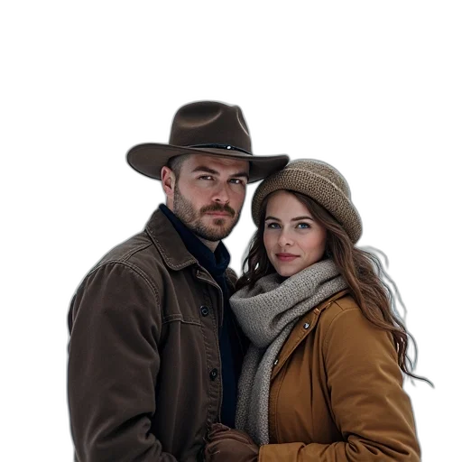 hat, jacket, snow, fog, second, image, close-up, same transparent PNG cut-out