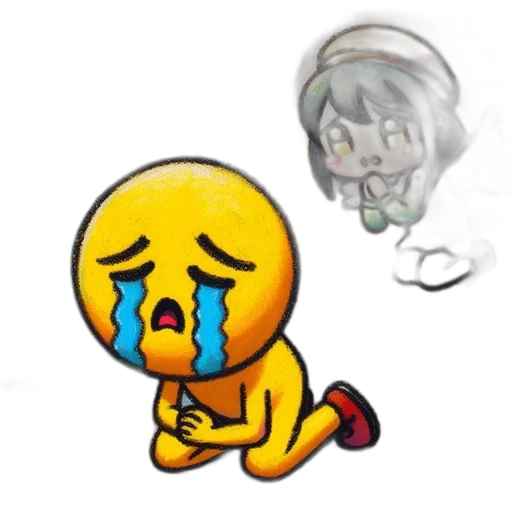 concept art, pixel art, monochrome, large, yellow, character, crying, cloud transparent PNG cut-out