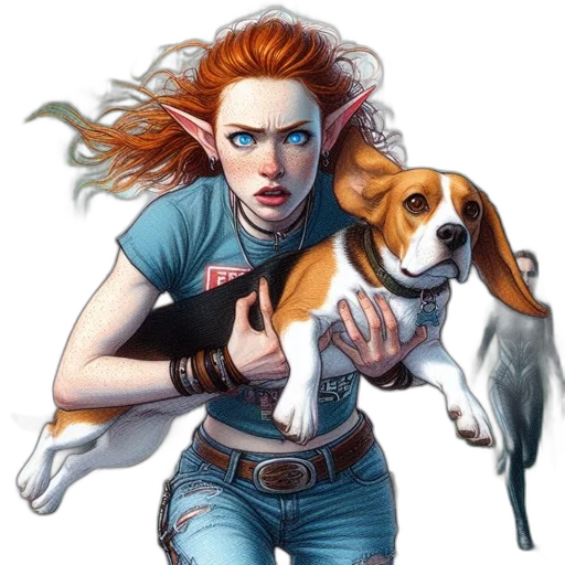 animal, comic book art, concept art, fantasy art, photorealistic, young, woman, distinctive transparent PNG cut-out