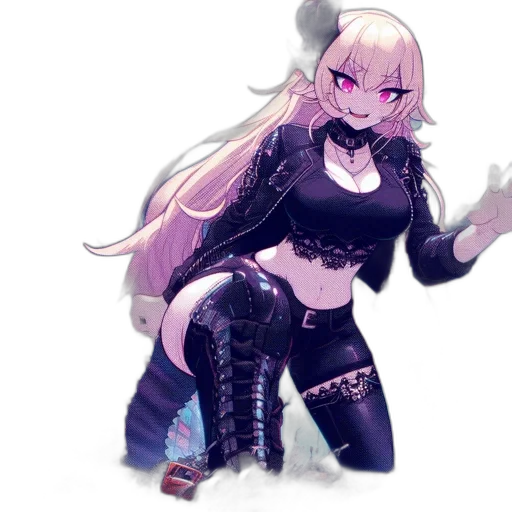 creature, weapon, dragon, dress, cyberpunk, pixel art, concept art, anime transparent PNG cut-out