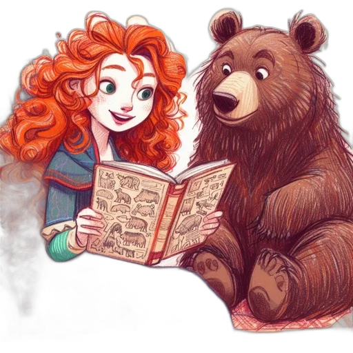 fantasy art, concept art, comic book art, watercolor, young, woman, reads, cozy transparent PNG cut-out