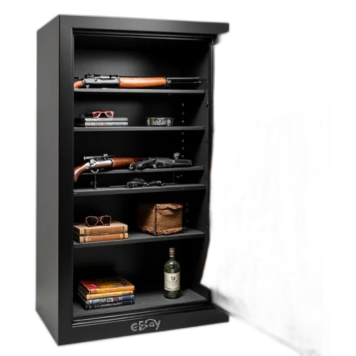 furniture, weapon, staff, 3d render, black, gun, safe, glass transparent PNG cut-out