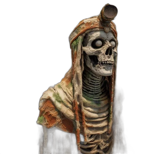 mask, staff, hat, face, concept art, fantasy art, photorealistic, 3d render transparent PNG cut-out