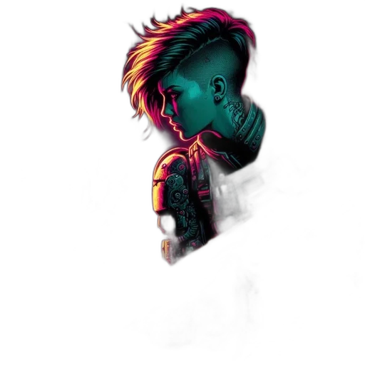 face, mask, creature, dragon, cyberpunk, concept art, watercolor, comic book art transparent PNG cut-out