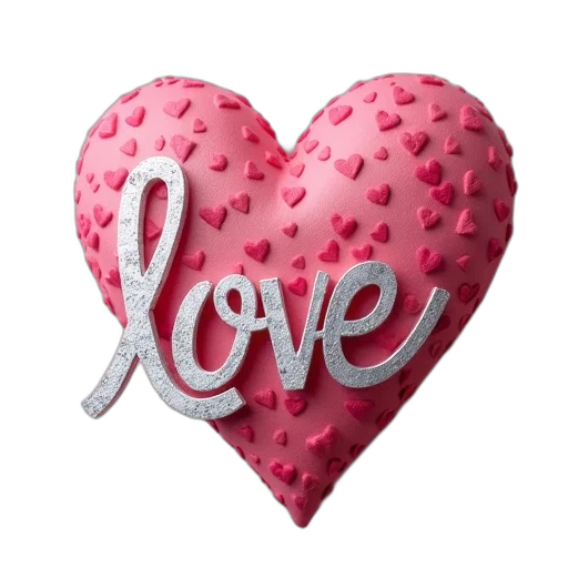 jewelry, 3d render, photorealistic, valentine, love, text, hearts, pink transparent PNG cut-out